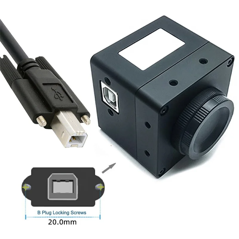 U2-102-1.5M USB 2.0 Type A Male to Type B Thumbscrew Standard Male Mount Panel Type for Industrial Camera Scanner Disk
