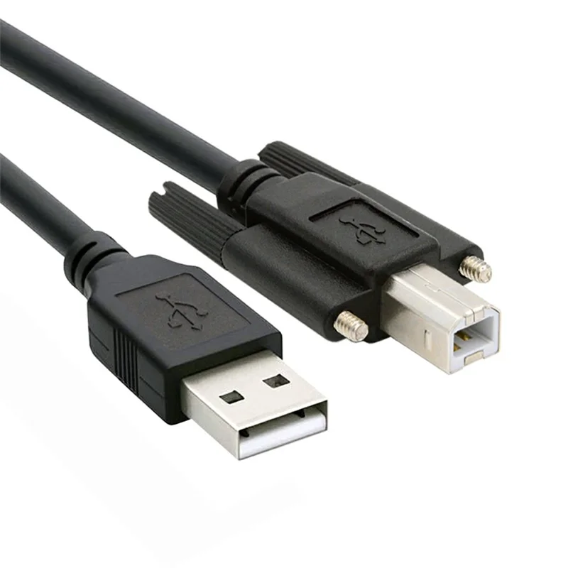 U2-102-1.5M USB 2.0 Type A Male to Type B Thumbscrew Standard Male Mount Panel Type for Industrial Camera Scanner Disk