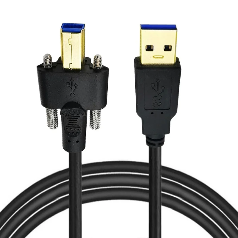 U3-102-2.0M USB 3.0 Type A Male to Type B Thumbscrew Standard Male Mount Panel Type for Industrial Camera Scanner