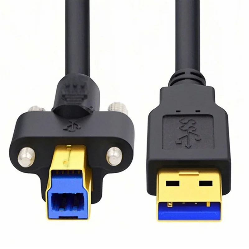 U3-102-2.0M USB 3.0 Type A Male to Type B Thumbscrew Standard Male Mount Panel Type for Industrial Camera Scanner