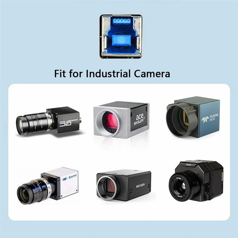 U3-102-2.0M USB 3.0 Type A Male to Type B Thumbscrew Standard Male Mount Panel Type for Industrial Camera Scanner