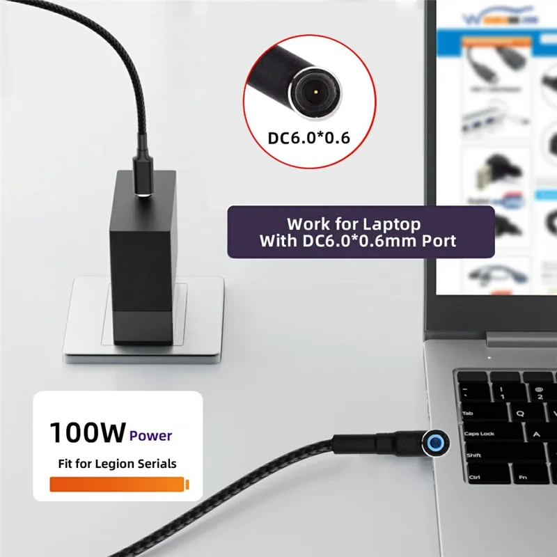 UC-110-6014MM 1.8m USB-C to DC 6.0x1.4x0.6mm PD 100W Fast Charge Cable for Laptop