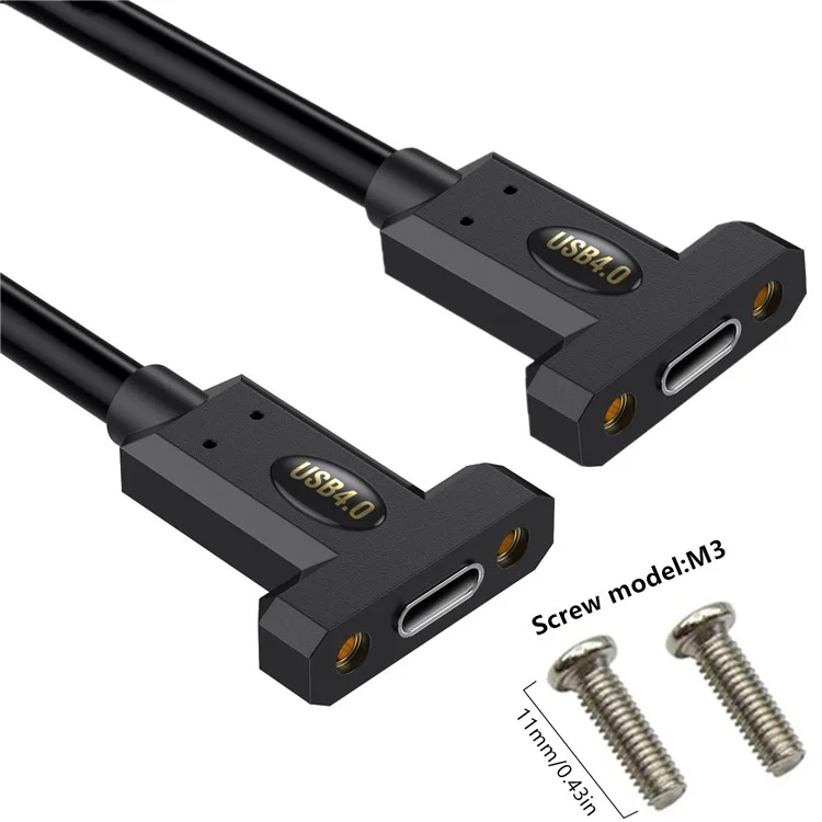 1m USB 4.0 Type-C Female to Female Extension Cable 240W 8K 40Gbps Data Transfer with Panel Mount