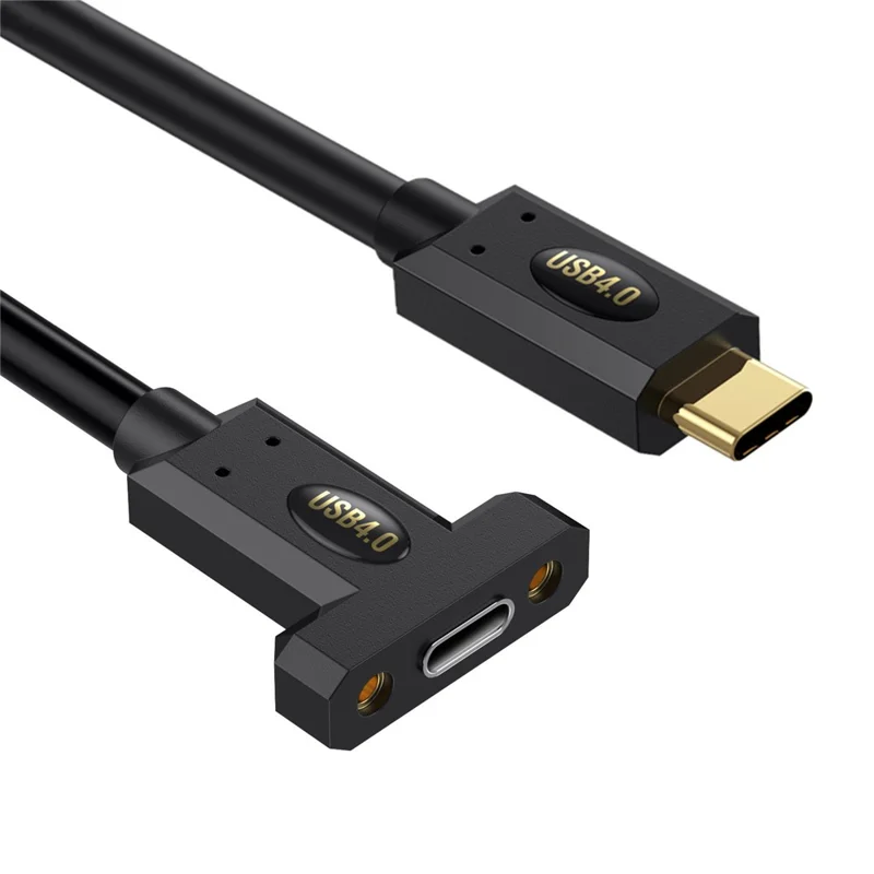 2m USB 4.0 Type-C Male to Female Extension Cable with Panel Mount 240W 8K 40Gbps Data Extender Cord