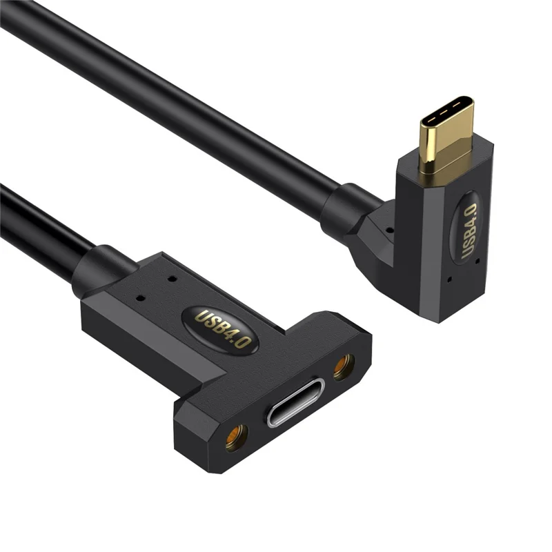 3m USB 4.0 Type-C Up-Angle to Type-C Female Panel Mounting Extension Cable 240W 8K 40Gbps Data Cord