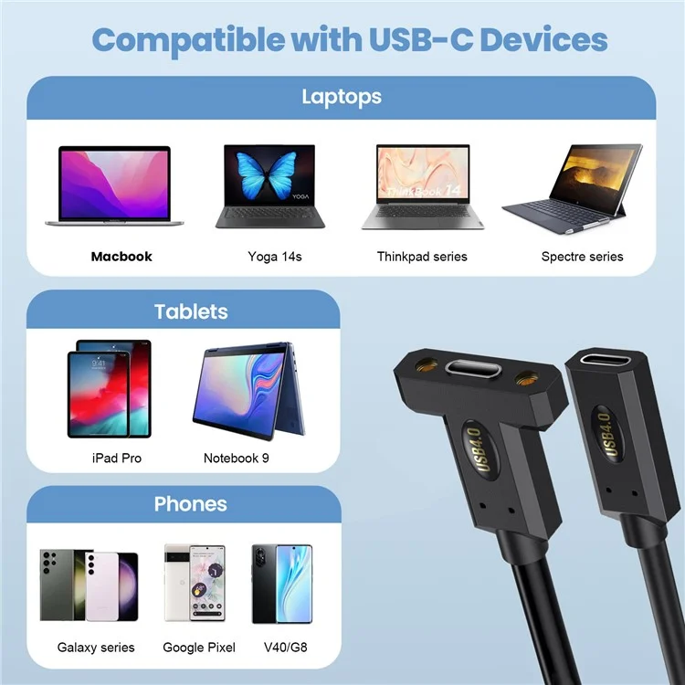 1m USB 4.0 Typ-C Buchse zu Buchse Einbau-Verlängerungskabel 240W 8K Adapter für Laptop und Tablet