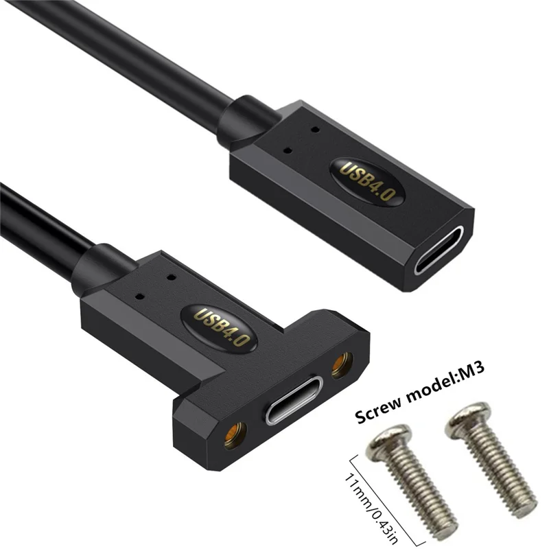 1.8m USB 4.0 Type-C Female to Female Panel Mount Extension Cable 240W 8K Extender Cord for Laptop Tablet