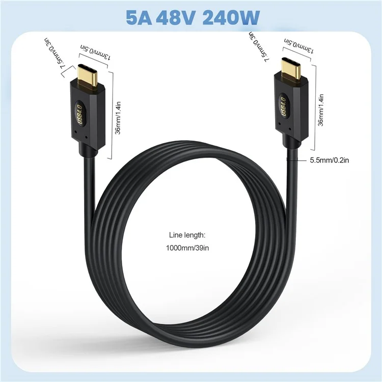 0,3m USB4 Typ-C zu Typ-C Kabel 40 Gbit/s Thunderbolt 8K Video PD 240W Schnellladekabel