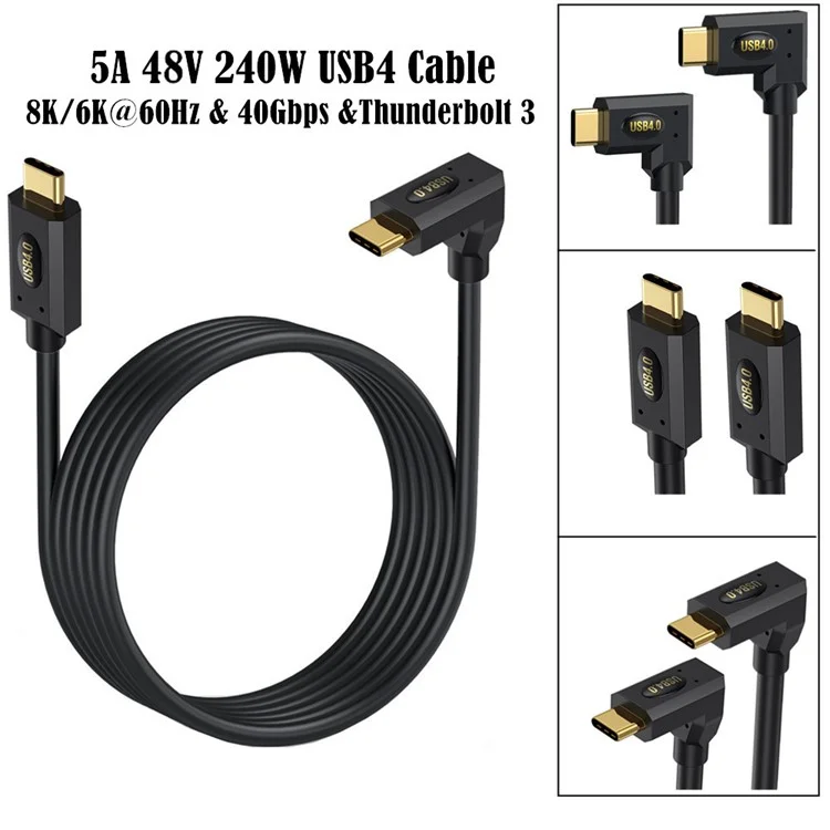 0.6m USB4 Type-C to Type-C Cable 40Gbps Compatible with Thunderbolt 8K Video PD 240W Fast Charging Cord
