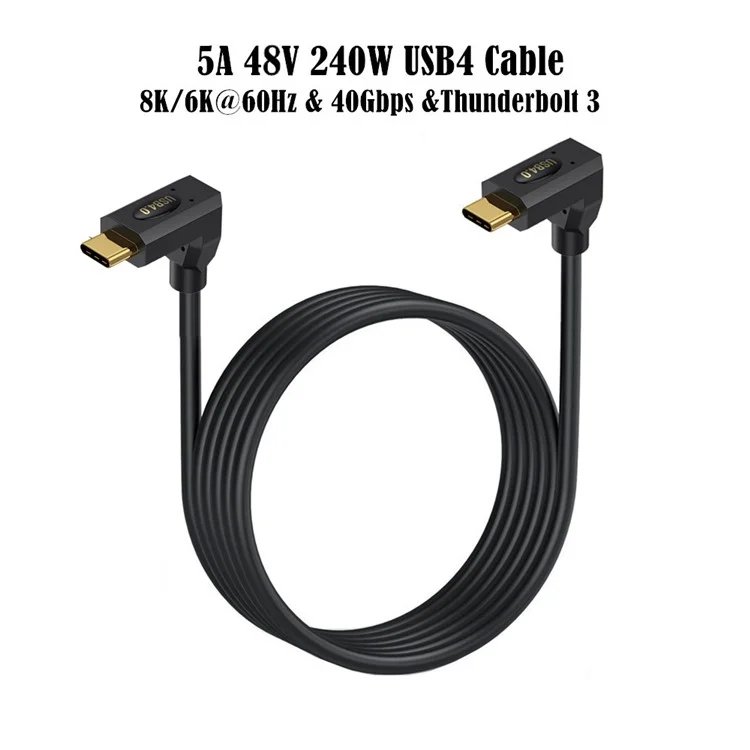 1m USB4 Typ-C Winkel-zu-Winkel-Kabel Thunderbolt 40 Gbit/s 8K Display PD 240W Schnellladefaser