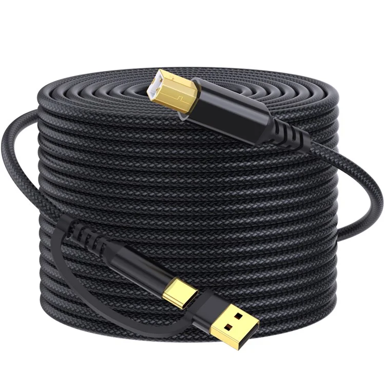 Câble d'imprimante USB / Type-C vers USB Type-B carré 2 en 1 tressé pour connexion d'impression - Noir