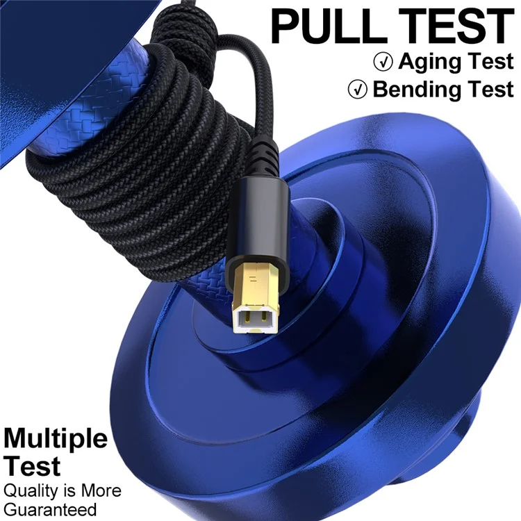 2m USB / Type-C to Square USB Type-B 2 in 1 Printer Cable Braided Printing Connection Cord - Black