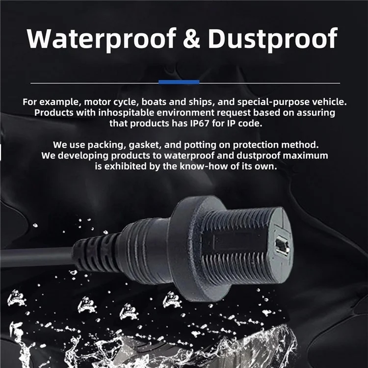 U2-003-1.0M 1m Waterproof 480Mbps Micro USB2.0 5Pin Male to Female Extension Data Power Cable