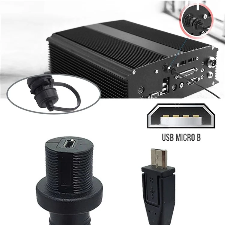 U2-003-1.0M 1m Waterproof 480Mbps Micro USB2.0 5Pin Male to Female Extension Data Power Cable