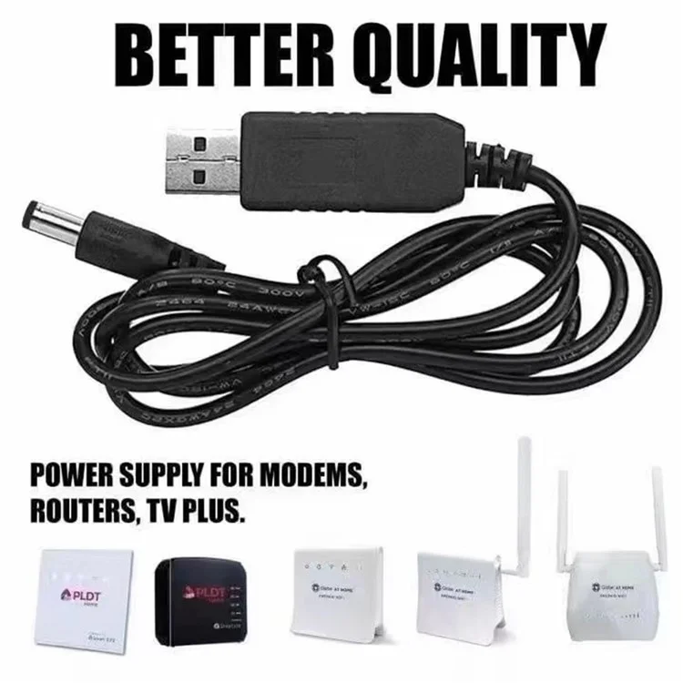 USB to DC 5V / 9V / 12V Step Up Converter Cable Multi-Function Voltage Conversion Cord with 8 Adapter Plugs - 12V Cable