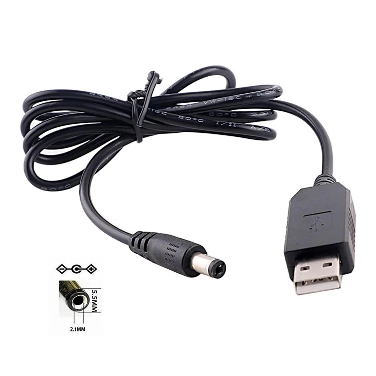 USB to DC 5V / 9V / 12V Step Up Converter Cable Multi-Function Voltage Conversion Cord with 8 Adapter Plugs - 12V Cable