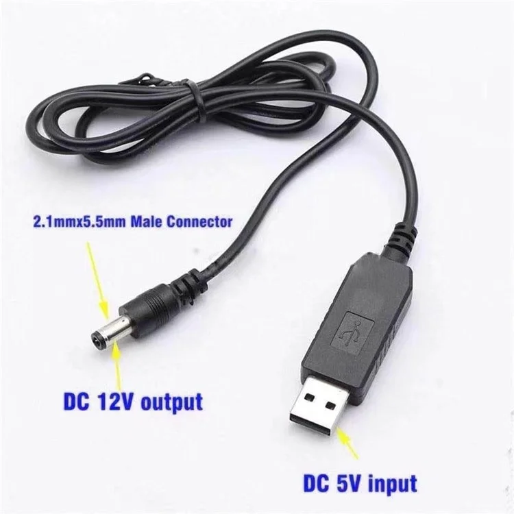 USB to DC 5V / 9V / 12V Step Up Converter Cable Multi-Function Voltage Conversion Cord with 8 Adapter Plugs - 12V Cable