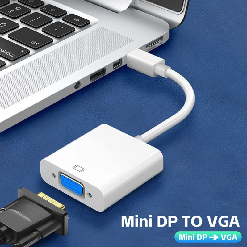 Mini DisplayPort zu VGA Adapter für MacBook Pro / Air / iMac an Monitore Projektoren TVs - Weiß