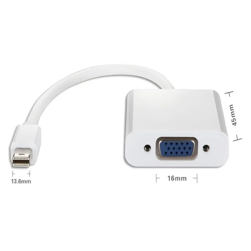 Mini DisplayPort zu VGA Adapter für MacBook Pro / Air / iMac an Monitore Projektoren TVs - Weiß