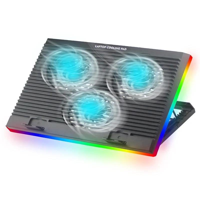 CP253 Laptop Cooling Pad 3 Ventole RGB Altezza Regolabile Base di Raffreddamento per Notebook / Laptop