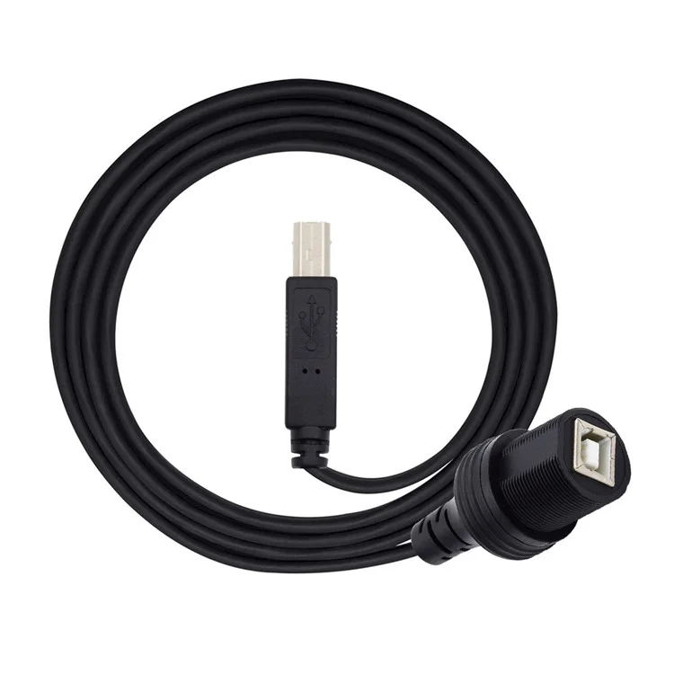 U2-022-1.0M 1m Waterproof 480Mbps USB2.0 Standard B Type Male to Female Extension Data Power Cable Car Panel Mount Design Cord