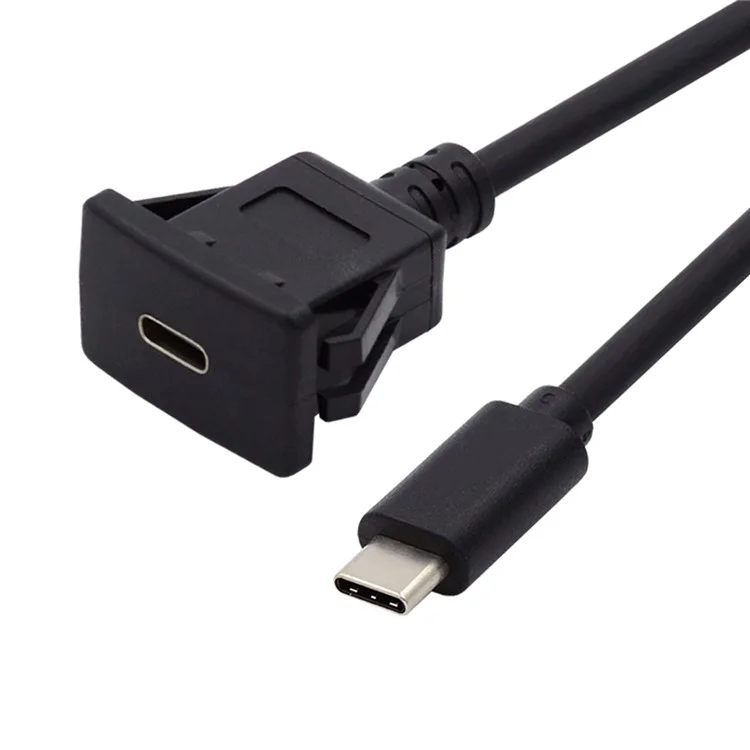 UC-021-1.0M 1m Waterproof USB-C Type-C USB 3.1 10Gbps Extension Flush Car Latch Mount Extension Cable for Dashboard Panel