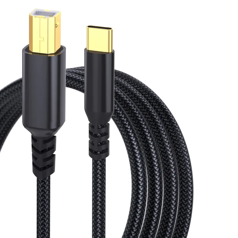 3M Printer Cable USB C to USB B Extension Cable 480Mbps Data Transfer Braided Cable for Windows, MacOS, Linux Systems - Black