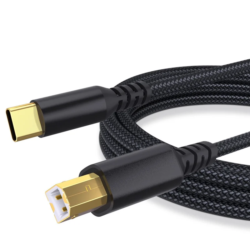3M Printer Cable USB C to USB B Extension Cable 480Mbps Data Transfer Braided Cable for Windows, MacOS, Linux Systems - Black