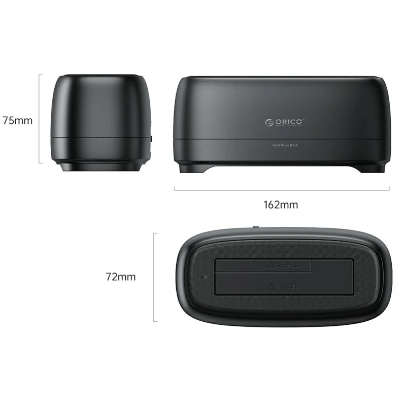 ORICO DD18C3 Festplatten-Dock Mobiles Kopierstation kompatibel mit 2,5-/3,5-Zoll-SATA-Festplatten – EU-Stecker
