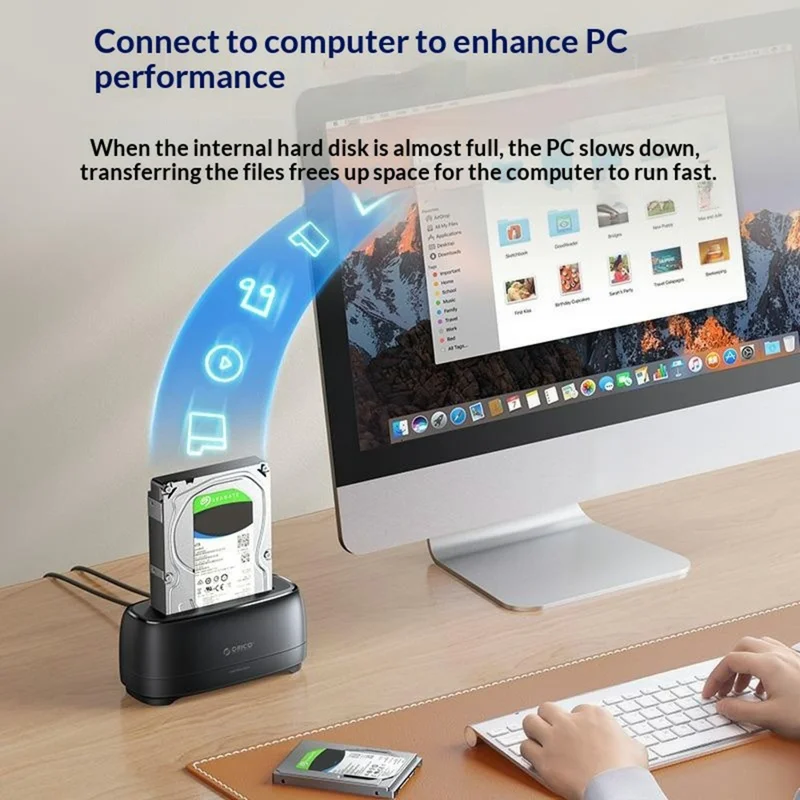 ORICO DD18C3 Festplatten-Dock Mobiles Kopierstation kompatibel mit 2,5-/3,5-Zoll-SATA-Festplatten – EU-Stecker