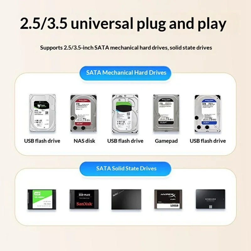 ORICO DD18C3 Festplatten-Dock Mobiles Kopierstation kompatibel mit 2,5-/3,5-Zoll-SATA-Festplatten – EU-Stecker