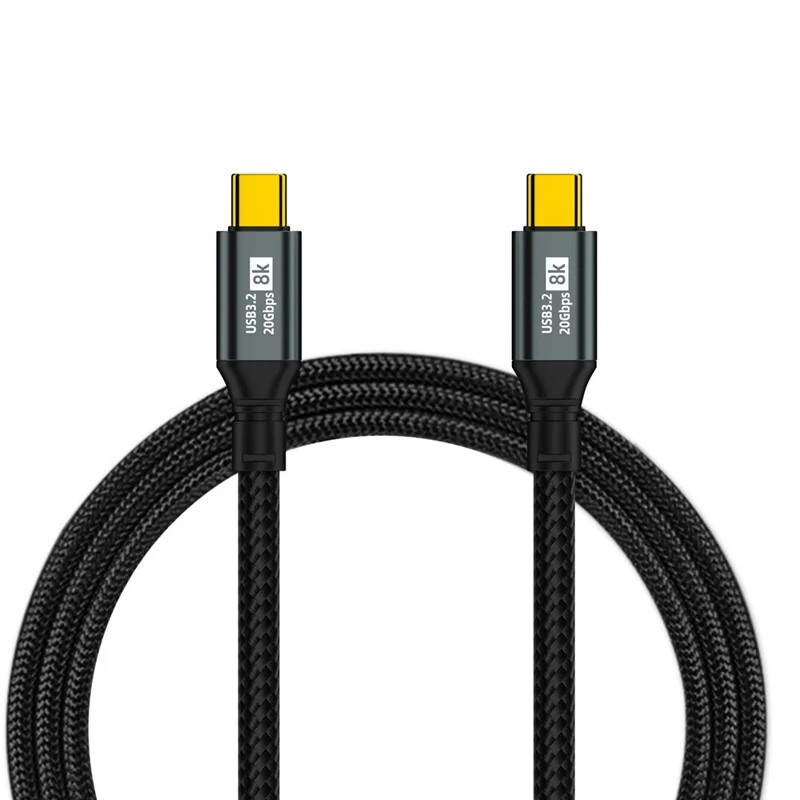 D33210 1m USB 3.2 Type-C to Type-C Cable 8K 20Gbps 100W Fast Charging Data Cable - Black