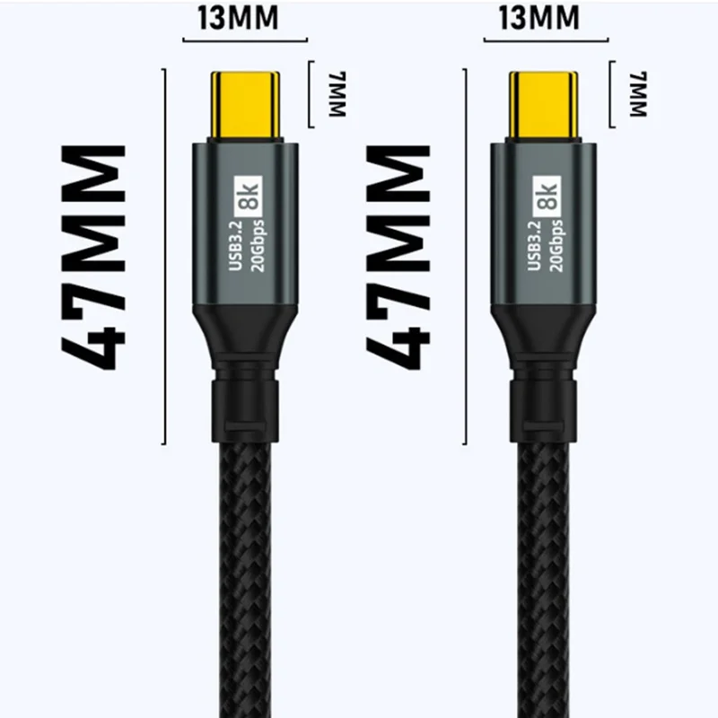 D33210 1m USB 3.2 Type-C to Type-C Cable 8K 20Gbps 100W Fast Charging Data Cable - Black