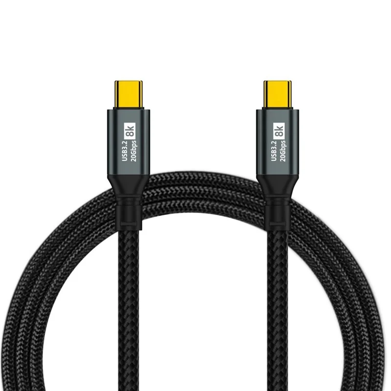 D33230 Cabo USB 3.2 Tipo-C para Tipo-C 3m 8K 20 Gbps 100 W Cabo de Dados de Carregamento Rápido - Preto