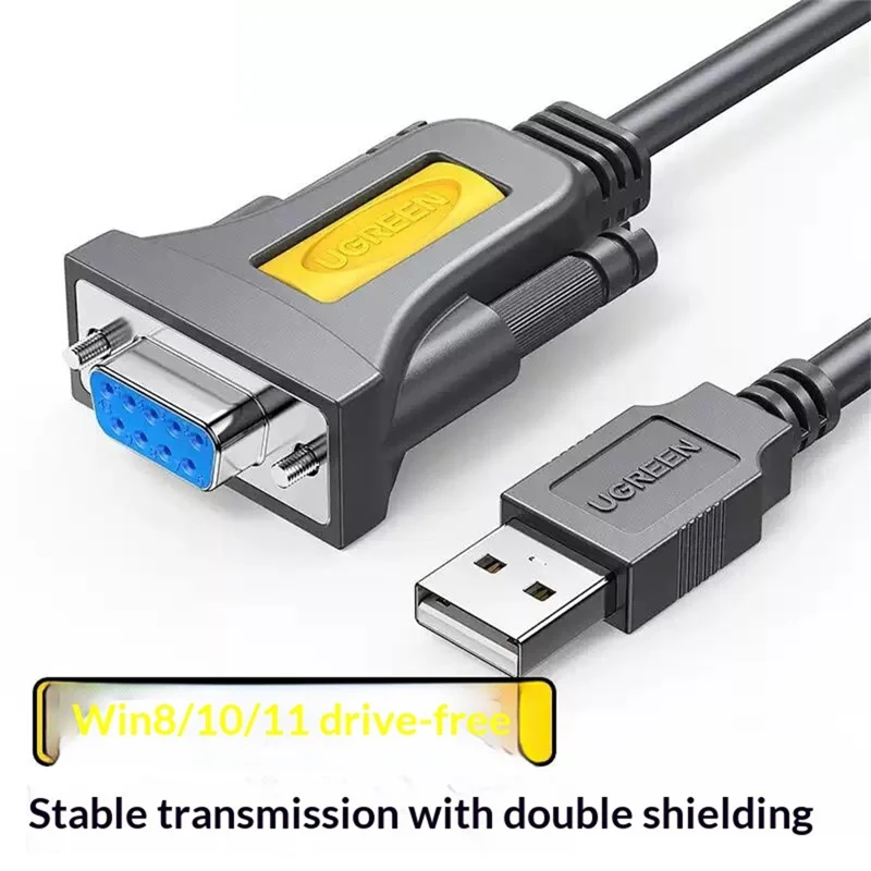 UGREEN 20201 1,5 m câble adaptateur série USB vers RS232, convertisseur USB-A vers DB9 femelle 9 broches pour imprimante / routeur / scanner