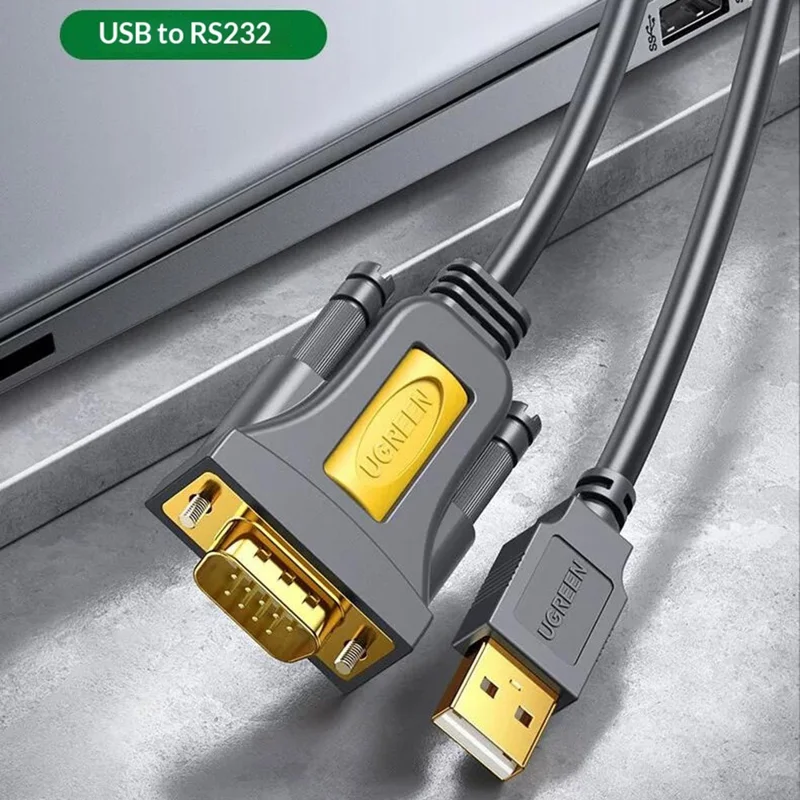 UGREEN 20201 1,5 m câble adaptateur série USB vers RS232, convertisseur USB-A vers DB9 femelle 9 broches pour imprimante / routeur / scanner