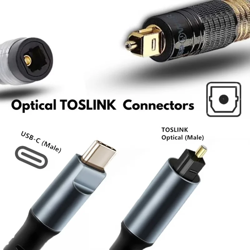 1.2m USB-C Male to TOSLINK Optical Male Cable SPDIF Format Digital Optical Audio Wire for AV Receiver DAC