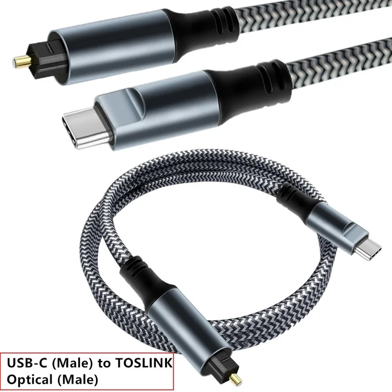 1.2m USB-C Male to TOSLINK Optical Male Cable SPDIF Format Digital Optical Audio Wire for AV Receiver DAC
