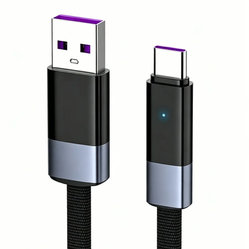 Câble USB vers Type-C LDNIO LS241Q 1 m, Recharge Rapide PD 100 W, Câble de Données avec Arrêt Automatique pour Téléphone et Ordinateur Portable - Gris