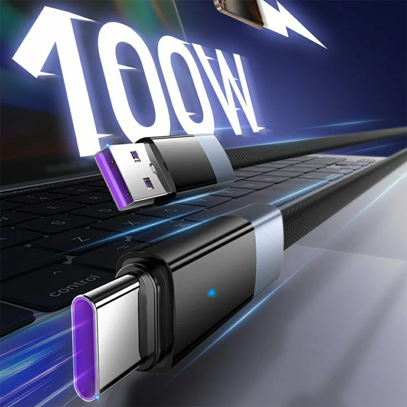 Câble USB vers Type-C LDNIO LS241Q 1 m, Recharge Rapide PD 100 W, Câble de Données avec Arrêt Automatique pour Téléphone et Ordinateur Portable - Gris
