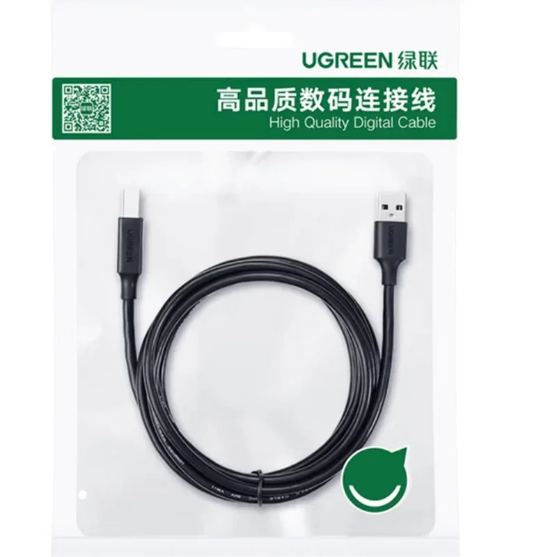 UGREEN 10328 3 m Skrivarkabel USB 2.0 A till B Kabel Hög hastighet Fyrkantig anslutning USB Skrivarkabel – Svart