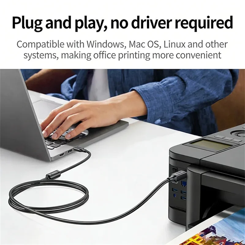 UGREEN 10328 3 m Skrivarkabel USB 2.0 A till B Kabel Hög hastighet Fyrkantig anslutning USB Skrivarkabel – Svart