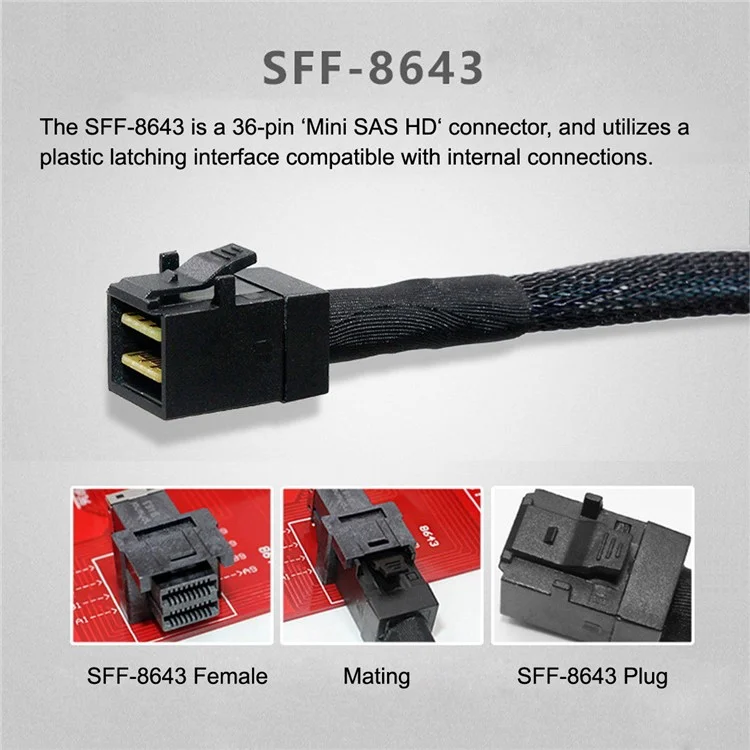 SF-051-0.5M 50cm OCuLink PCIe PCI-Express SFF-8611 8x 8-Lane to Dual SFF-8643 HD 4x SSD Data Active Cable
