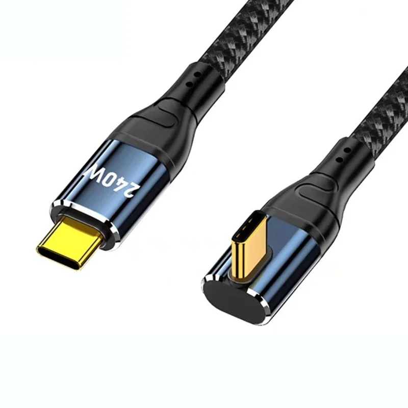 D24220 2 m Centralny Kątowy Kabel USB-C do USB-C Ładowanie Szybkie PD 240 W Kabel Danych dla Laptopa – Czarny