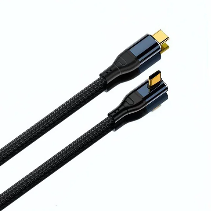 D24220 2 m Centralny Kątowy Kabel USB-C do USB-C Ładowanie Szybkie PD 240 W Kabel Danych dla Laptopa – Czarny