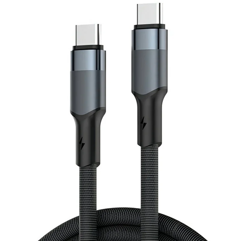 LDNIO LC352C 2m USB-C auf USB-C Geflecht-Kabel 65W PD Schnellladung Datenkabel mit verstärktem Metallstecker für Laptop Handy - Schwarz