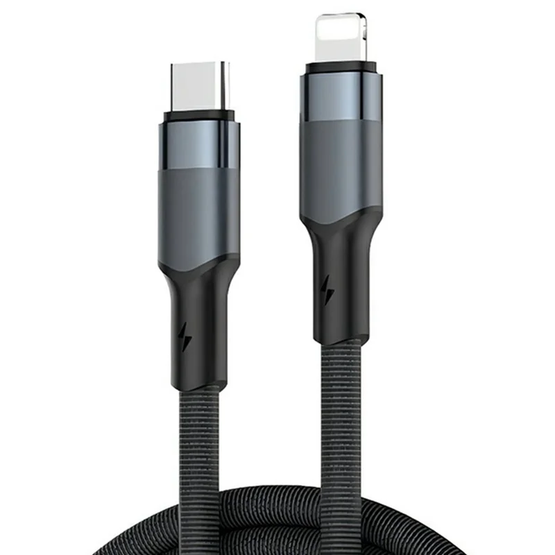 LDNIO LC352i 2m USB-C to iP (5-14) Braided Cable 30W PD Fast Charging Data Cable with Reinforced Metal Connector for iPhone iPad - Black
