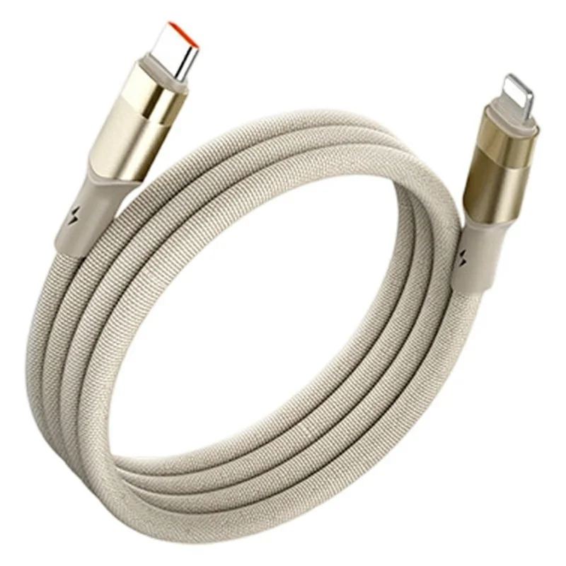 LDNIO LC351i 1m USB-C to iP (5-14) Braided Cable 30W Fast Charging Data Cable with Reinforced Metal Connector for iPhone - Titanium Gold