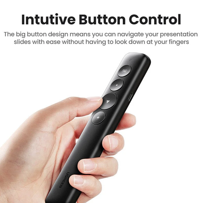 UGREEN LP479 50654 Laser Pointer PPT Presenter 100m Range 2.4GHz Wireless Remote for Presentation Teaching - Black