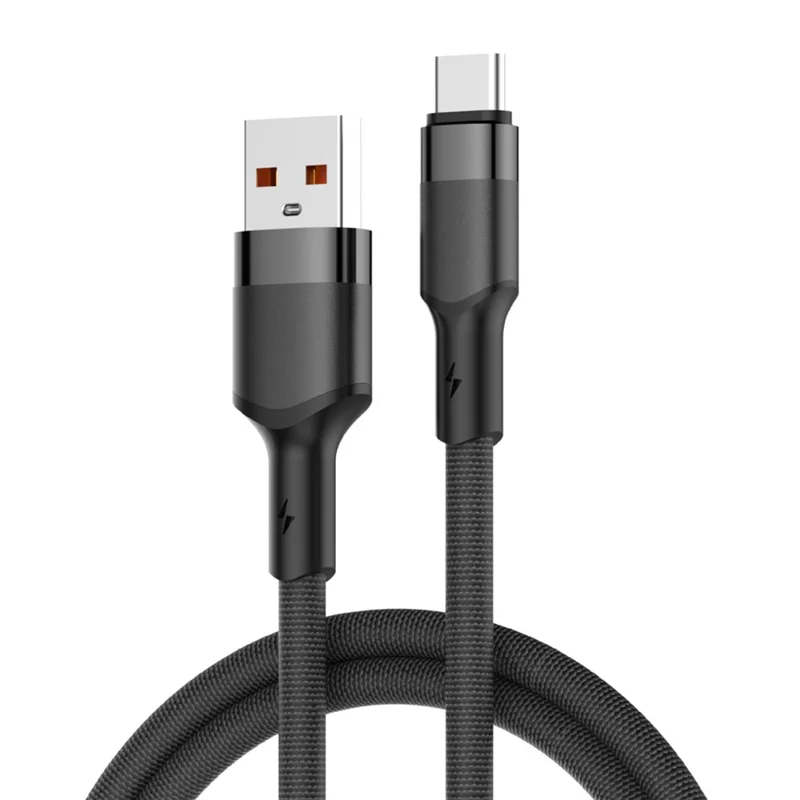LDNIO LS351Q 1m USB-A to Type-C Braided Cable 120W Fast Charging Data Cable with Reinforced Metal Connector - Black
